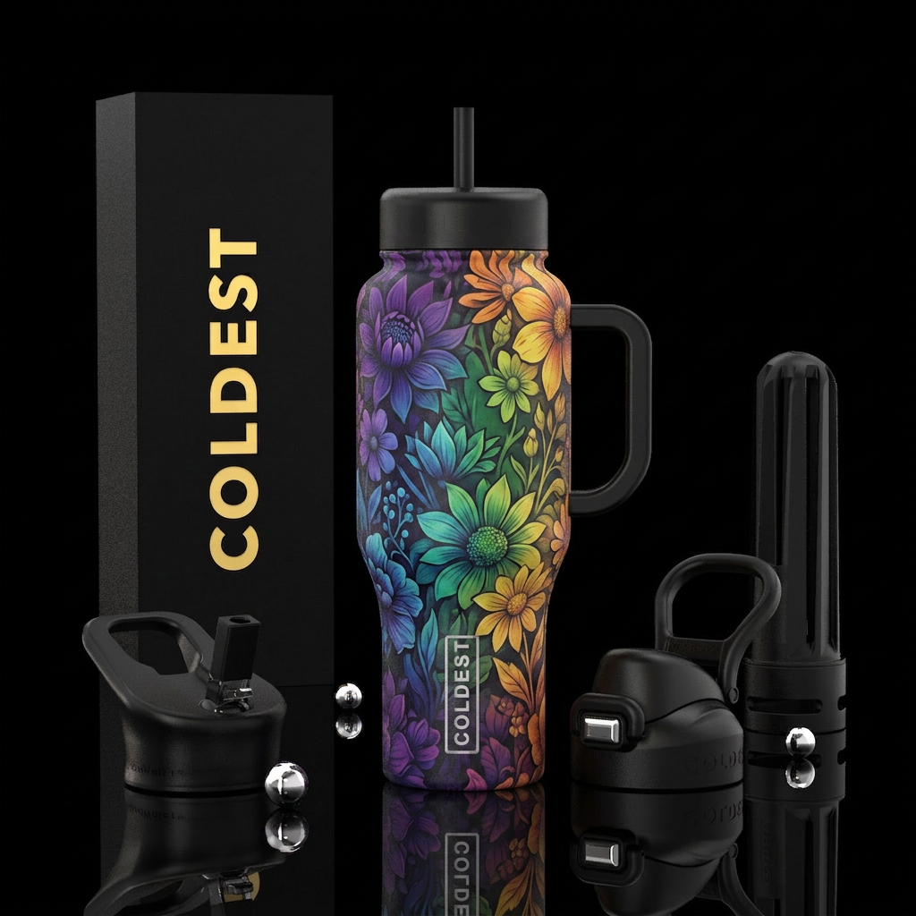 secret garden, rainbow water bottle design