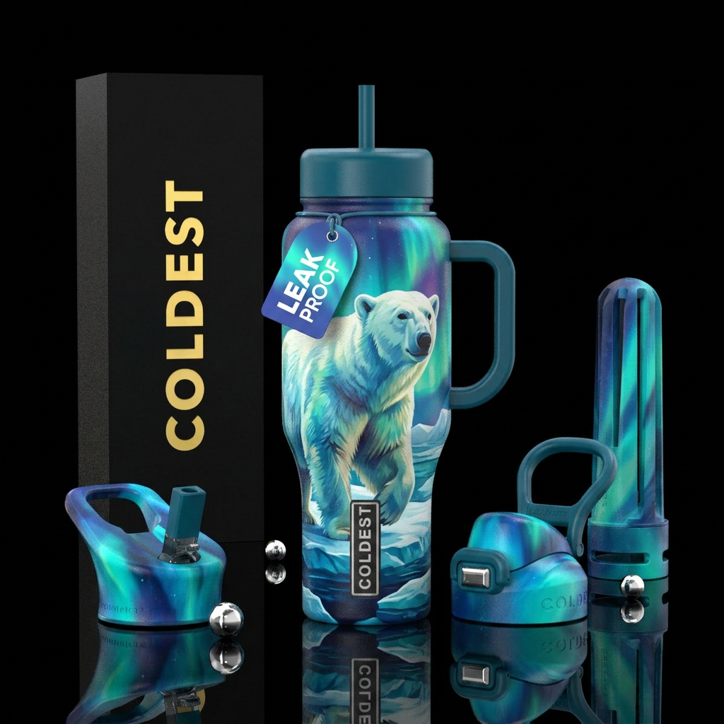polar bear water bottle design