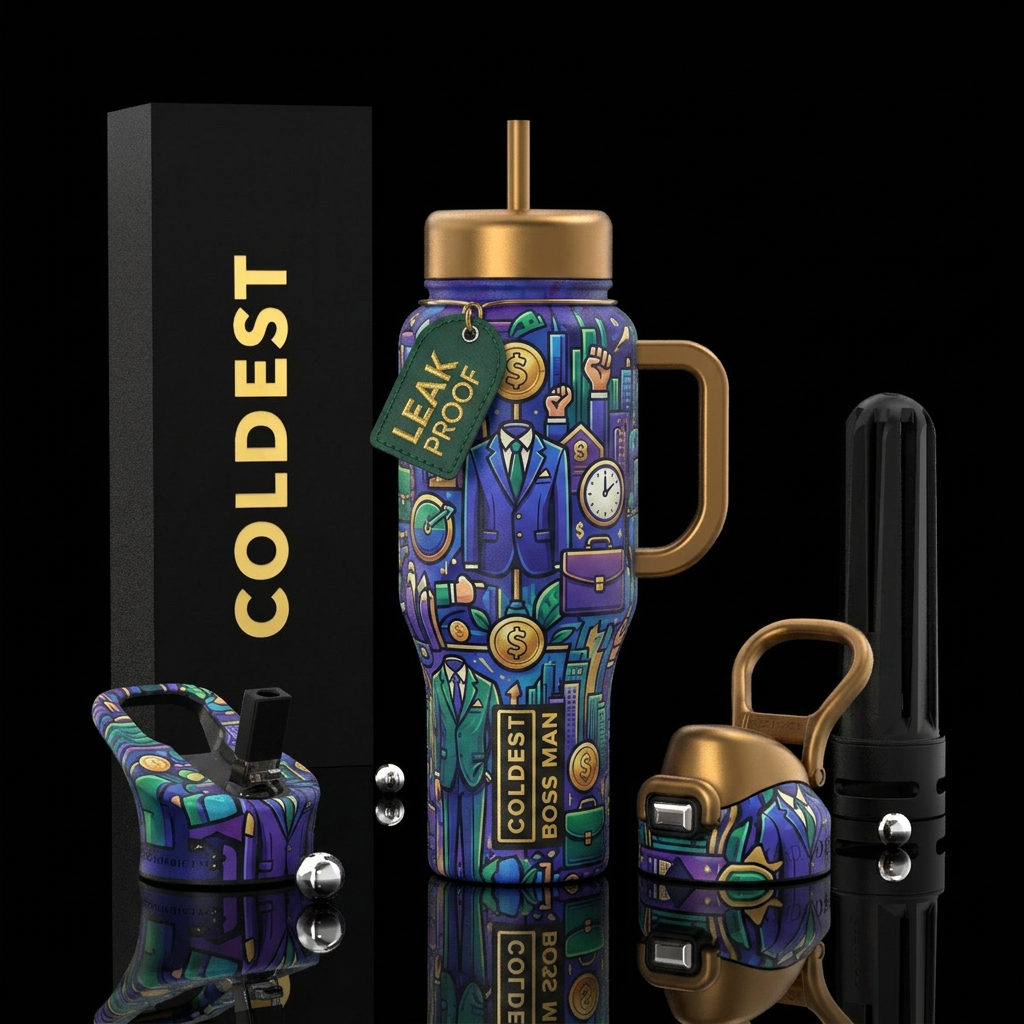 Boss man water bottle design