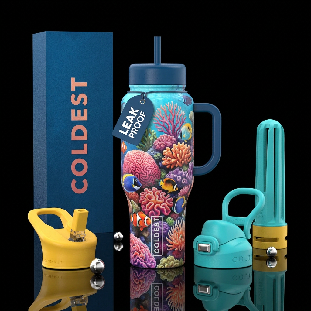 coral reef water bottle design