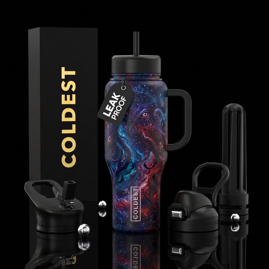 cosmic horror water bottle design