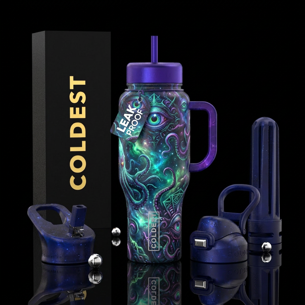 cosmic horror water bottle design