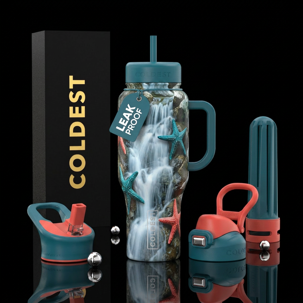 waterfall, starfish water bottle design