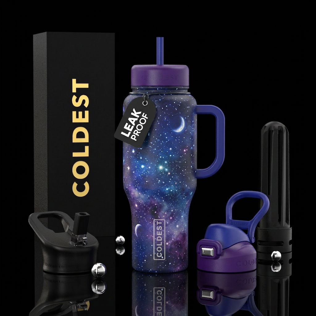 Stars moon and night sky water bottle design
