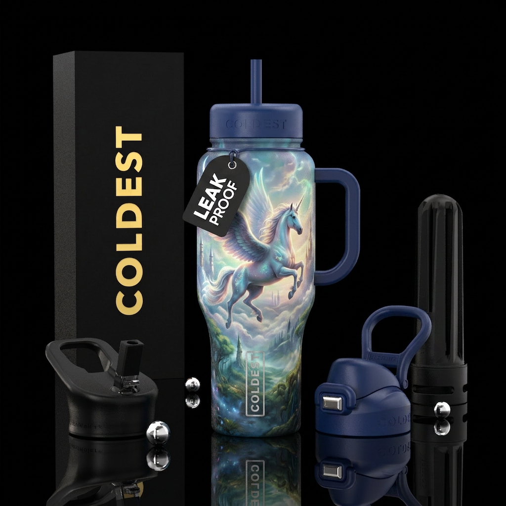 pegasus, realism, fairy tale water bottle design