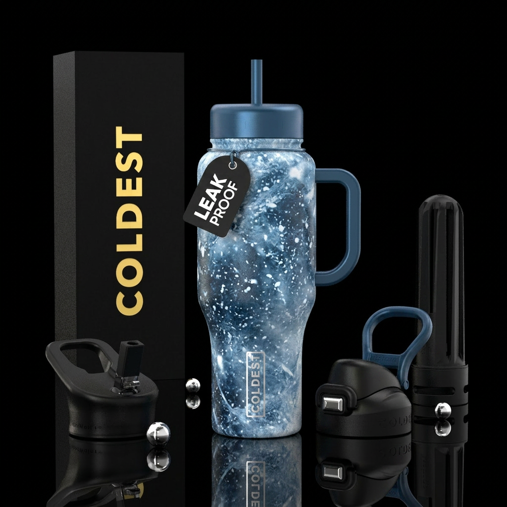 Icey snow storm water bottle design