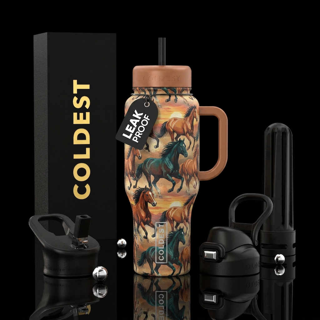 Western horses water bottle design