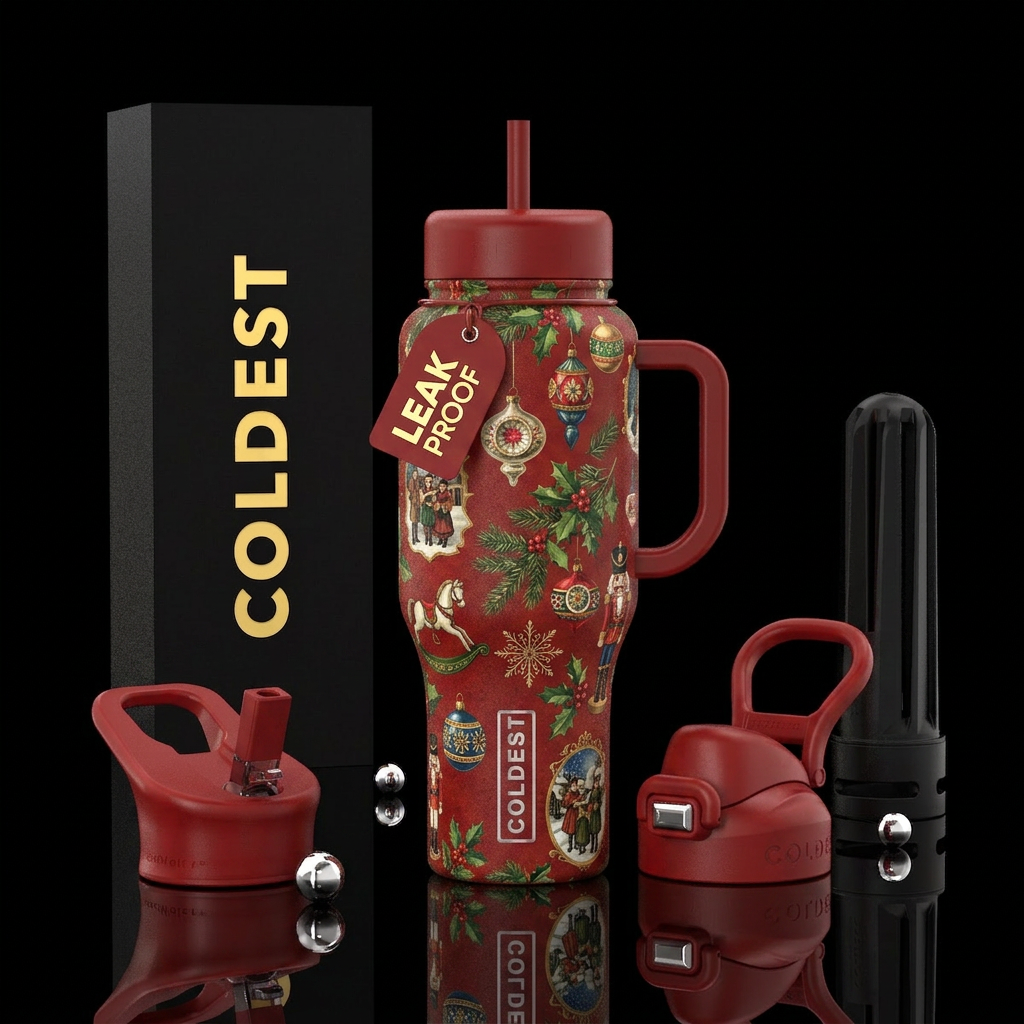Old fashioned Christmas water bottle design