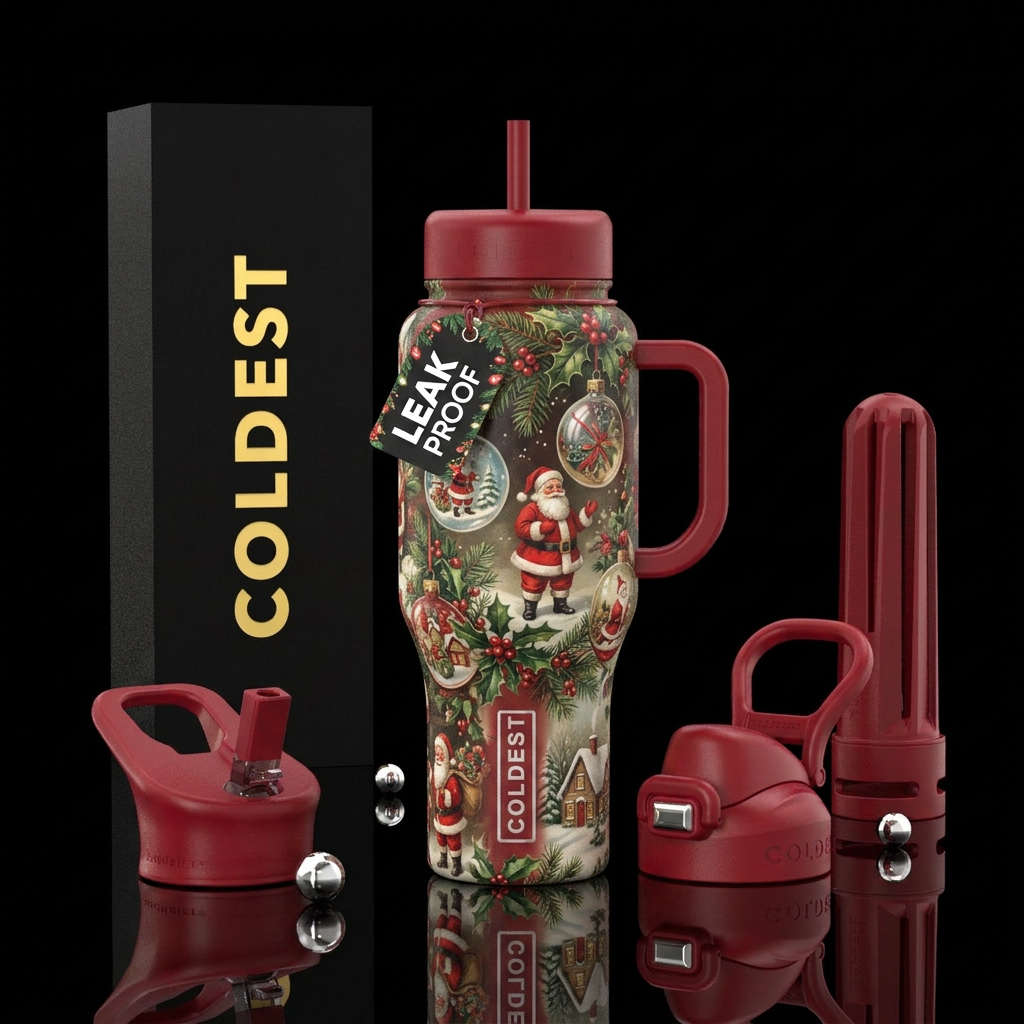 Old fashioned Christmas water bottle design