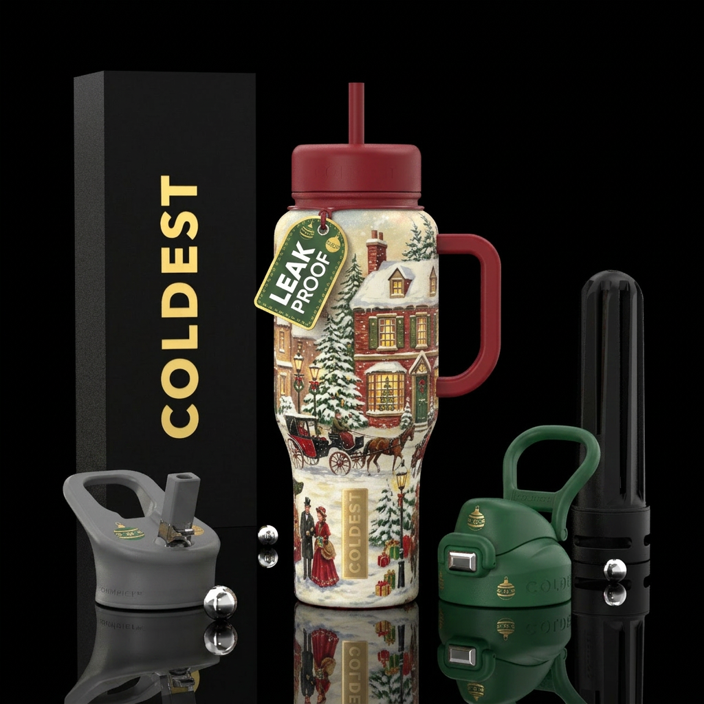 Old fashioned Christmas water bottle design