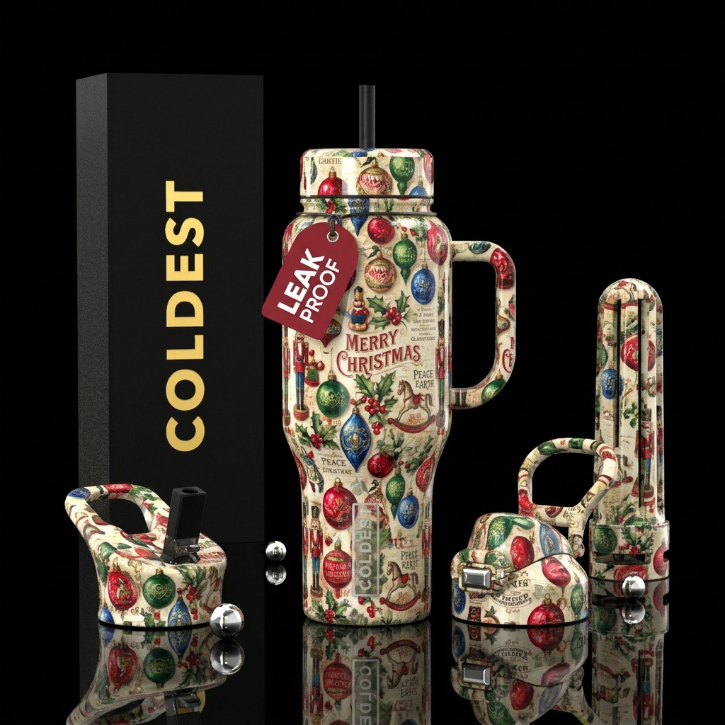 Old fashioned Christmas water bottle design