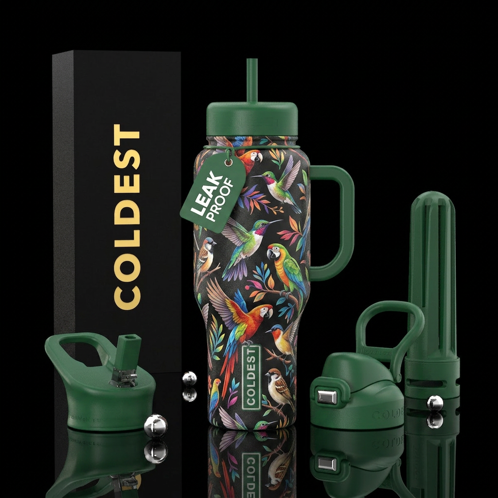 Wild birds water bottle design