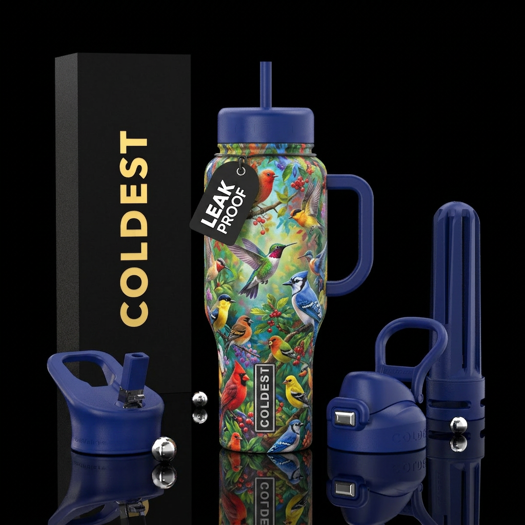 Wild birds water bottle design