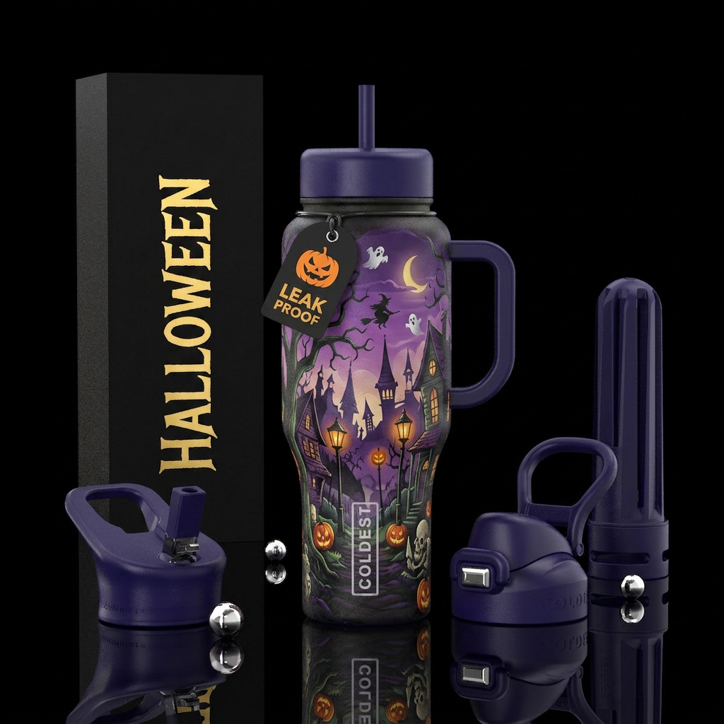 Halloween town water bottle design