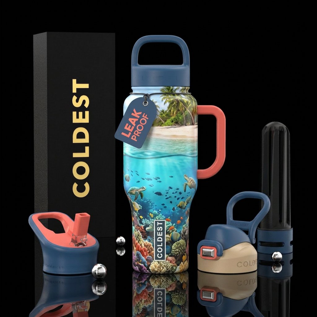 beach, underwater water bottle design