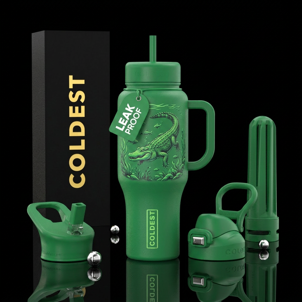 Underwater, alligator water bottle design