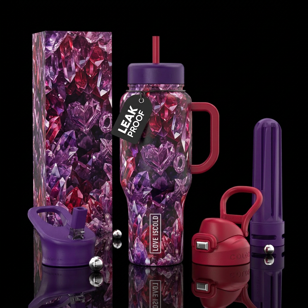 Valentines, crystal cave water bottle design