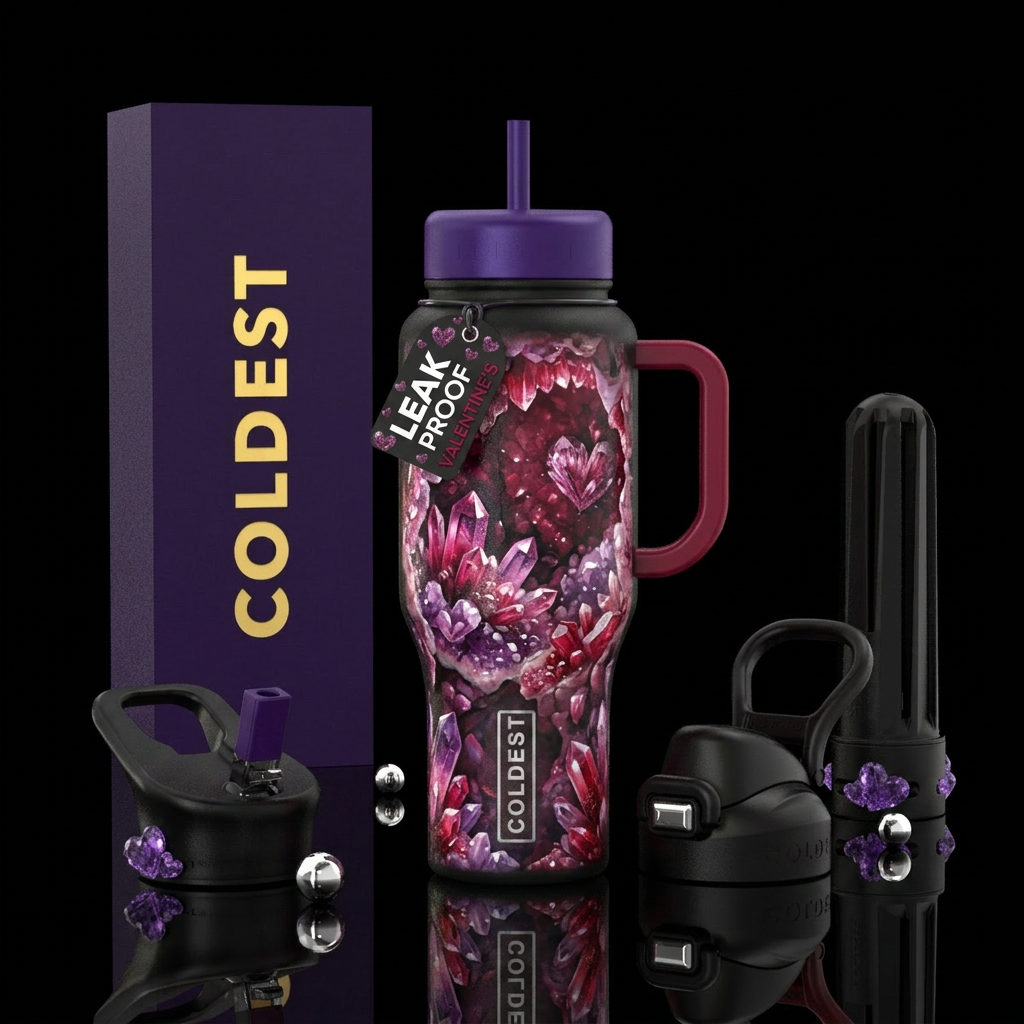 Valentines, crystal cave water bottle design