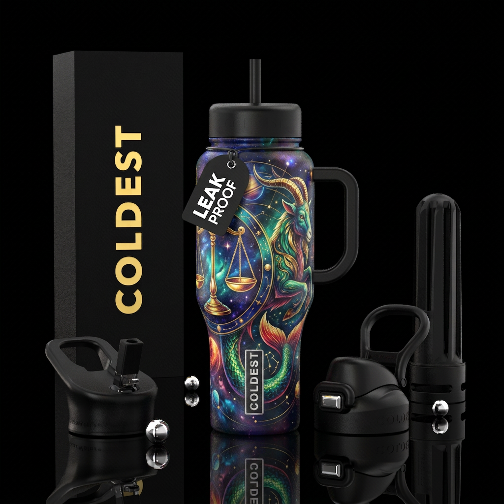 Libra and capricorn water bottle design