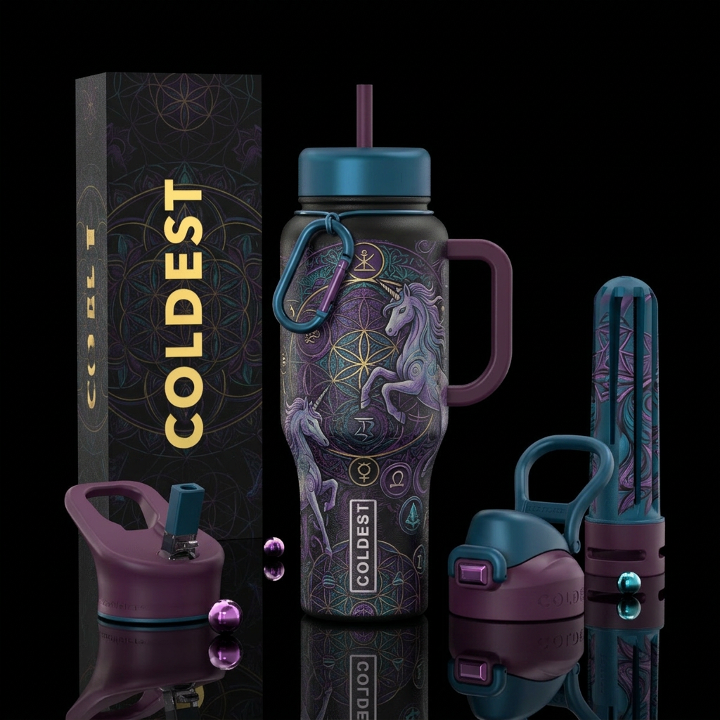 unicorn, spiritual water bottle design