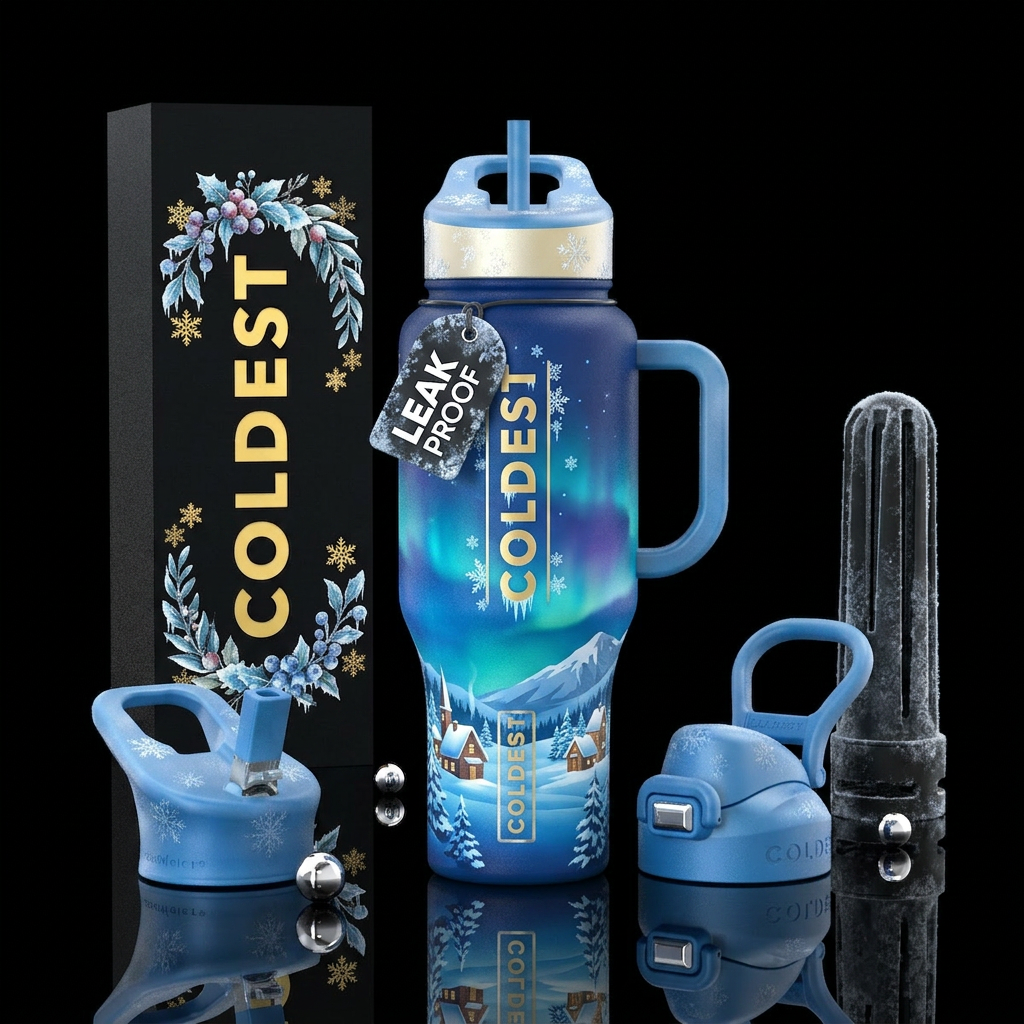 winter wonderland water bottle design