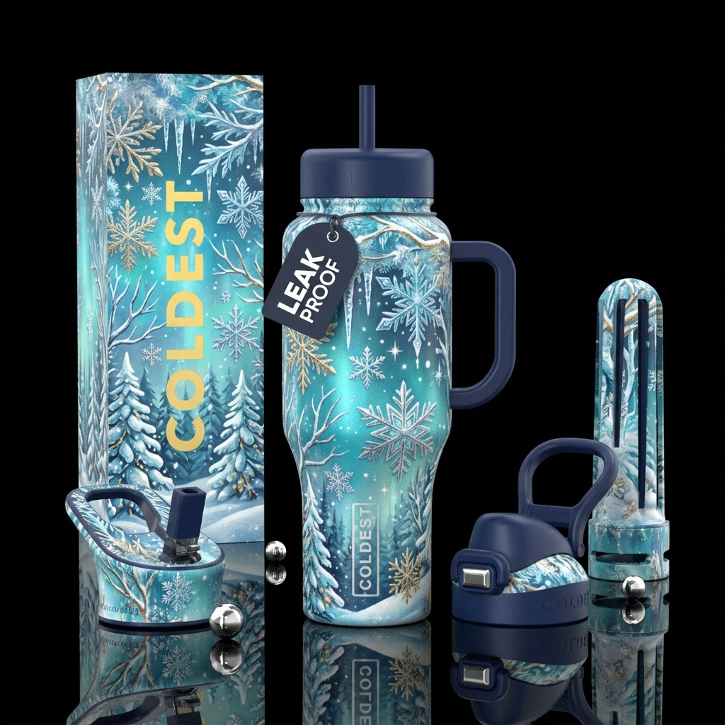 winter wonderland water bottle design