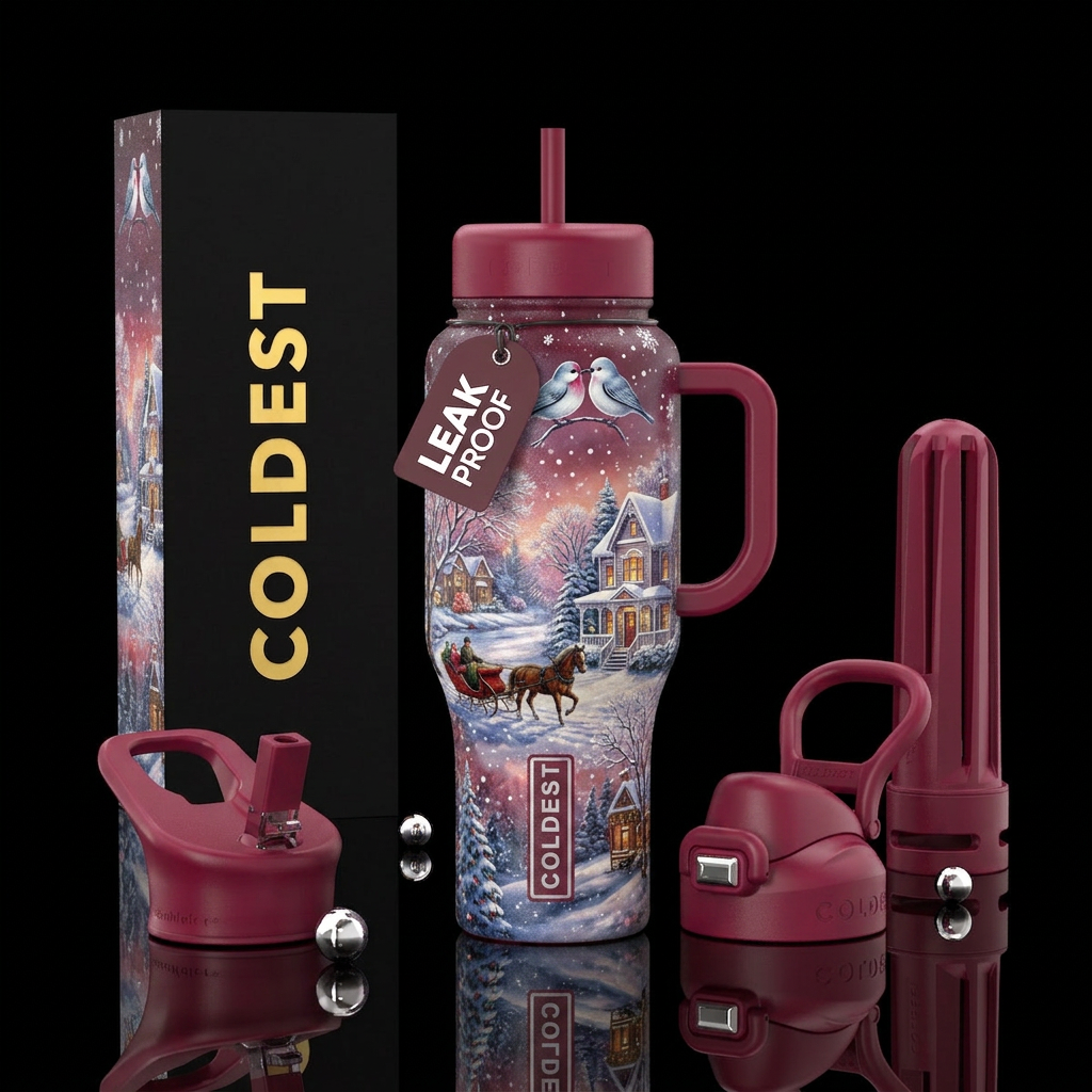 winter wonderland, romanticism water bottle design