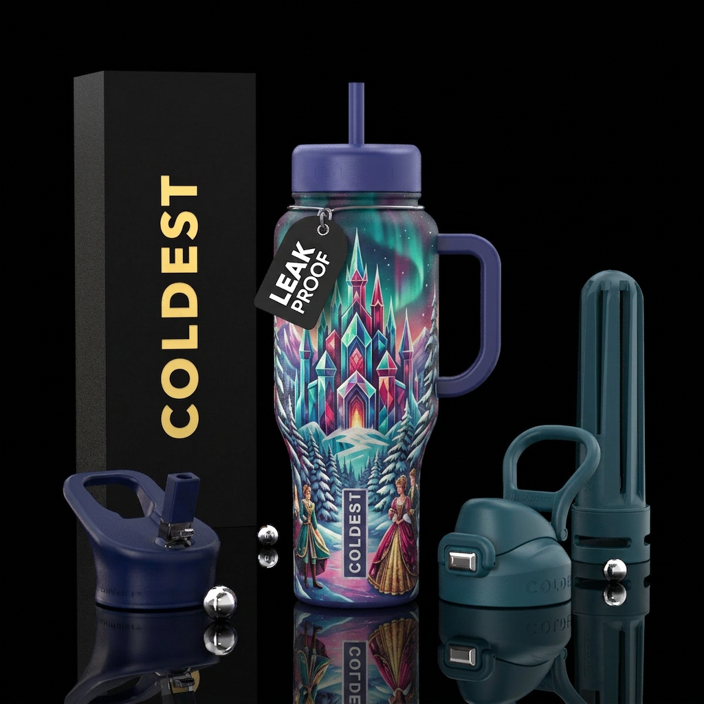 winter wonderland, romanticism water bottle design