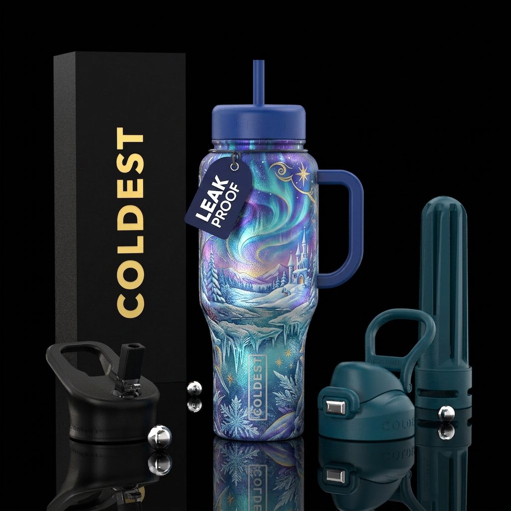 winter wonderland, romanticism water bottle design