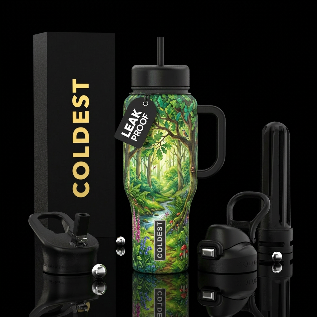 forest, midsummer water bottle design