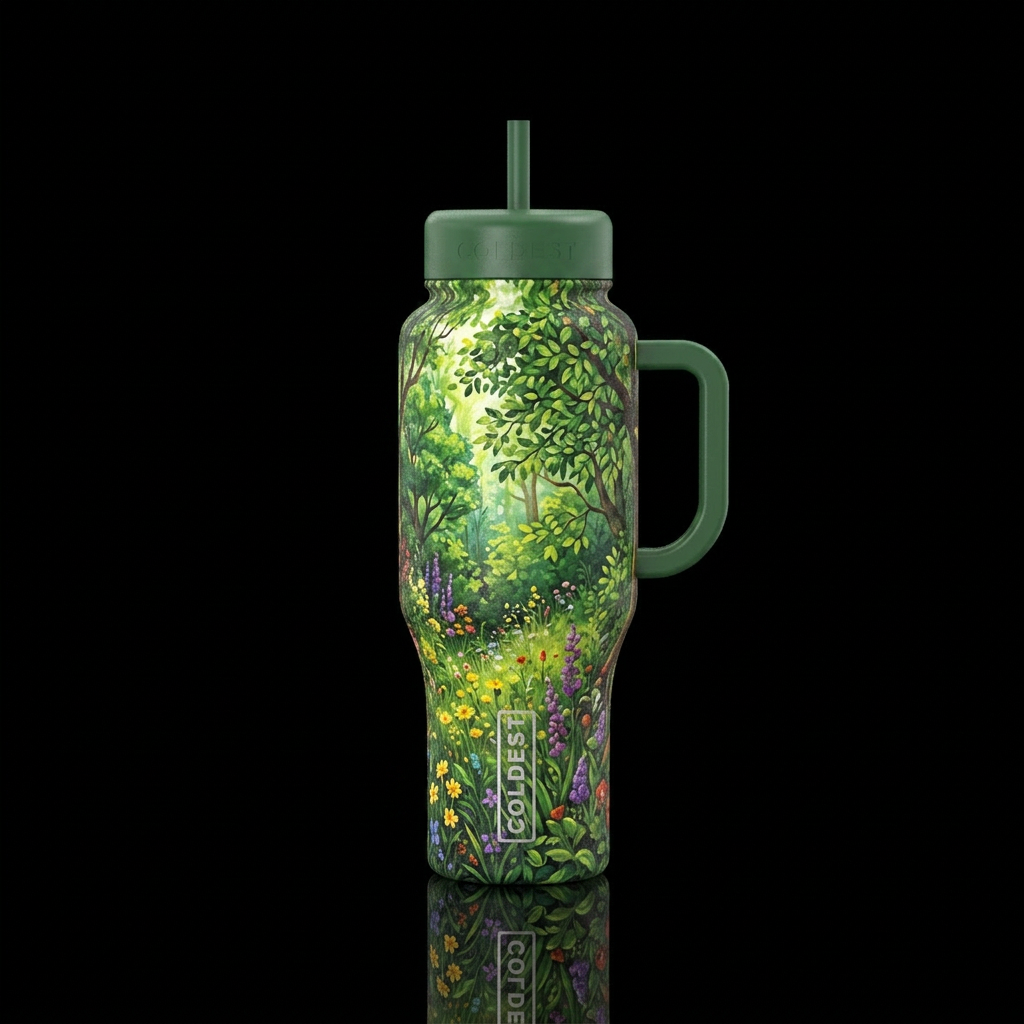 forest, midsummer water bottle design