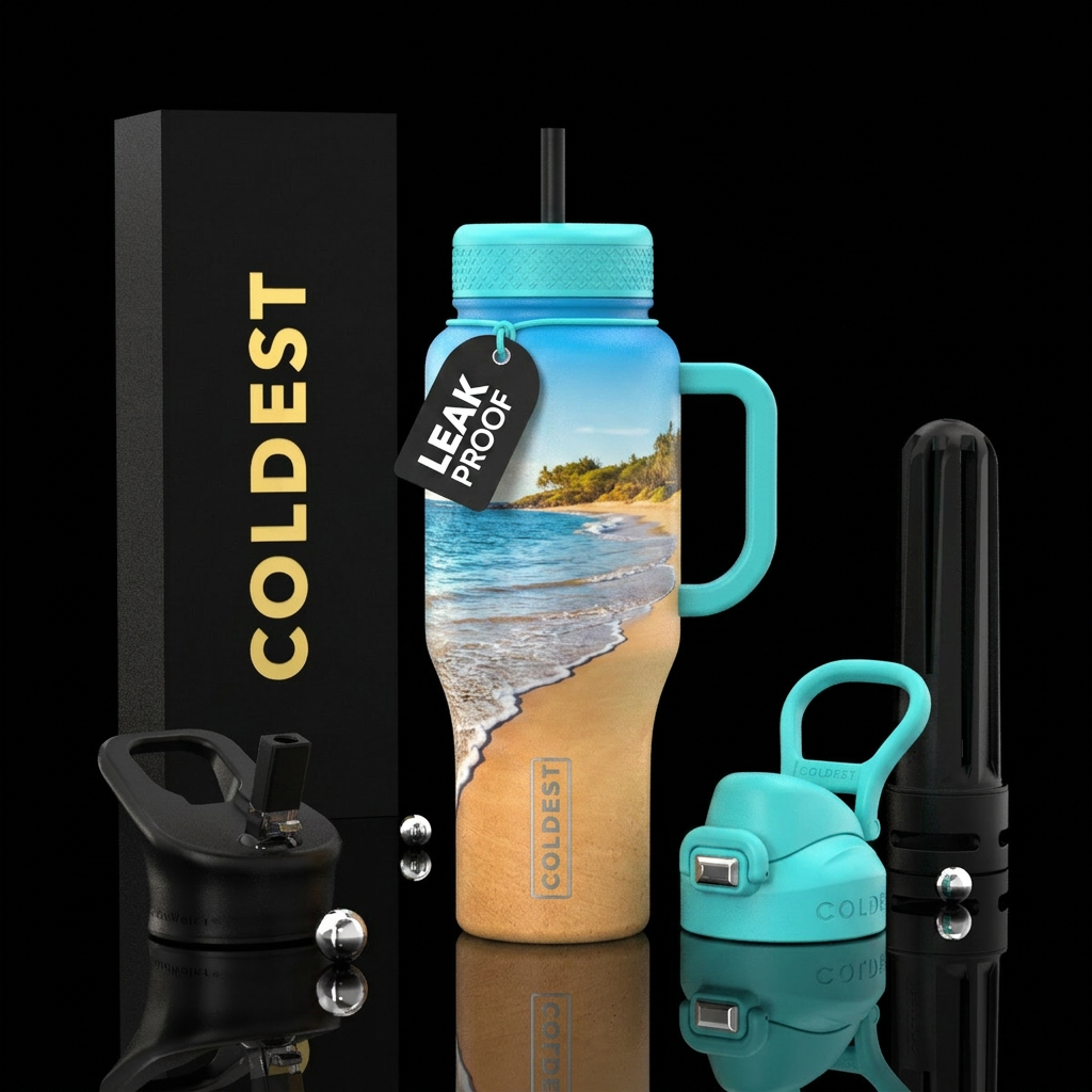 midsummer, beach water bottle design
