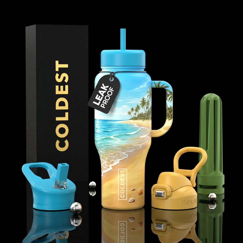 midsummer, beach water bottle design