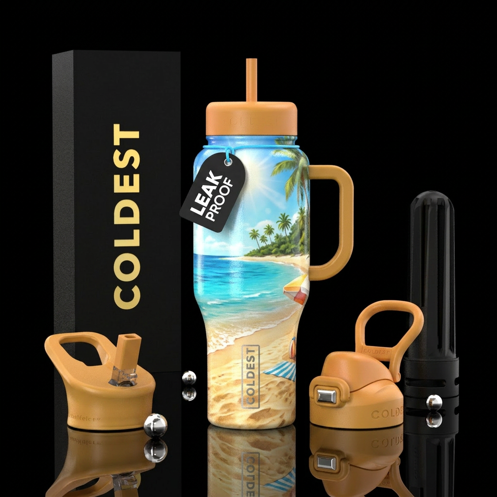 midsummer, beach water bottle design
