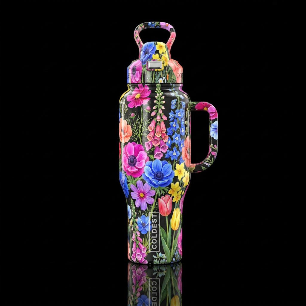 Flowers water bottle design