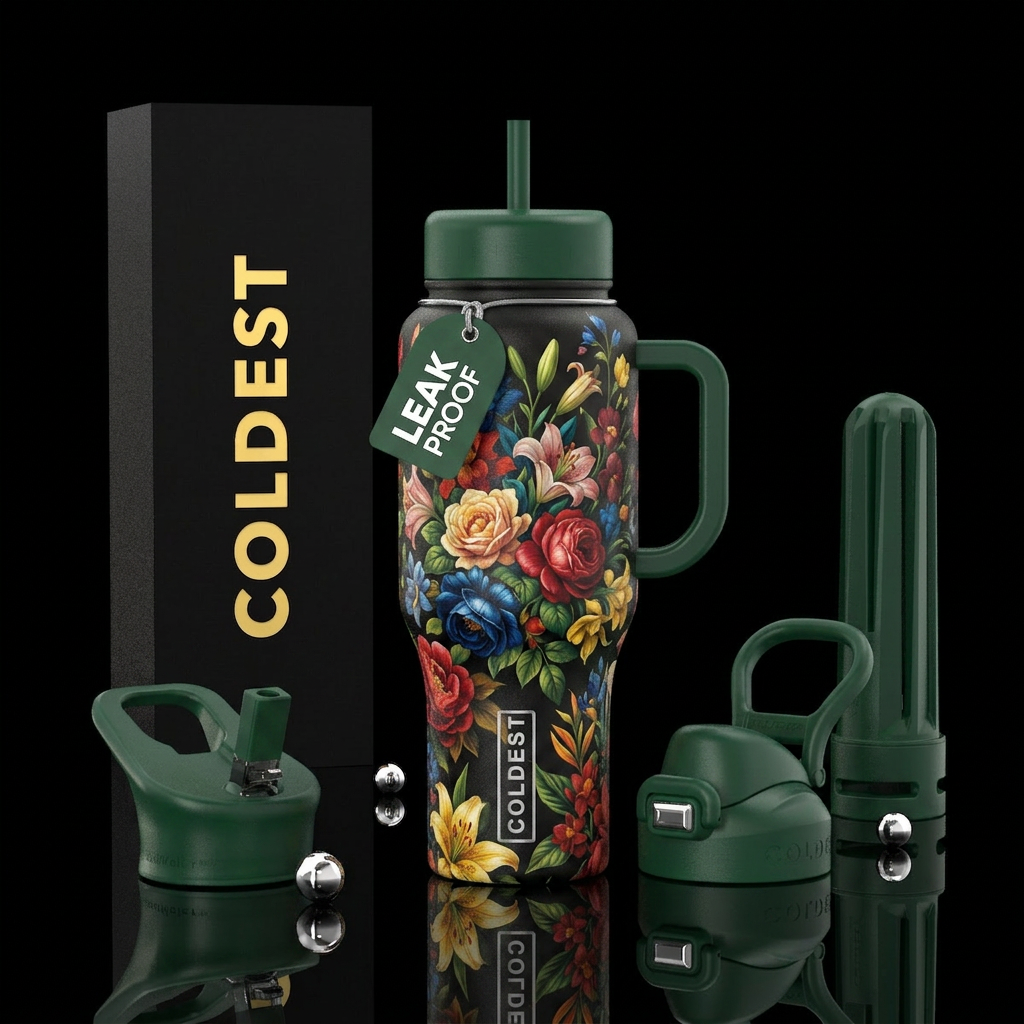Flowers water bottle design