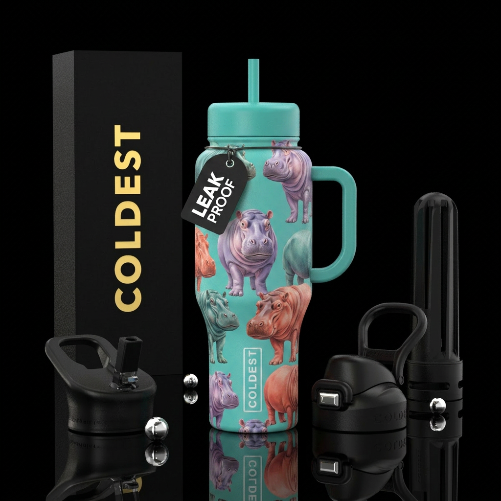 Hippos water bottle design