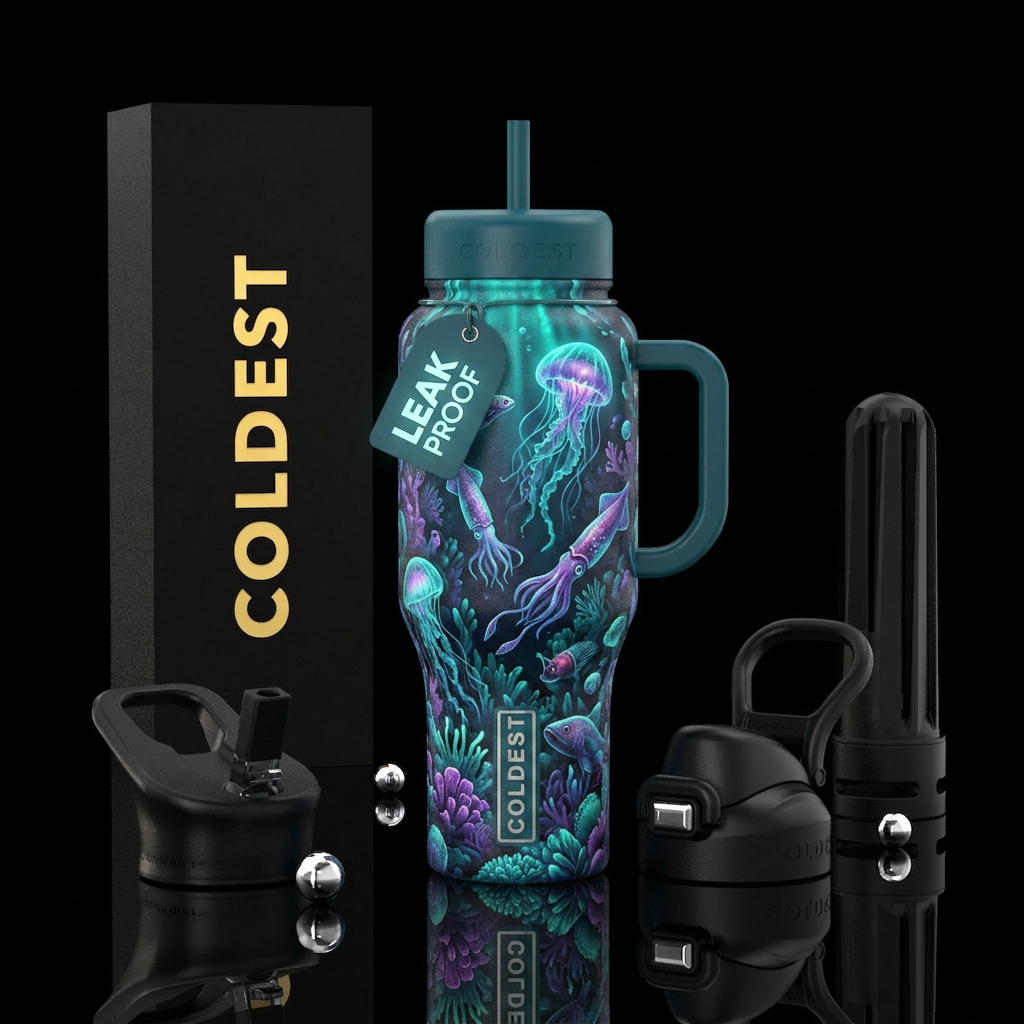 Deep sea glowie water bottle design