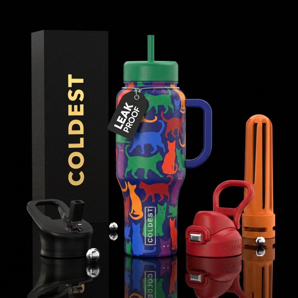 Camouflage cats water bottle design