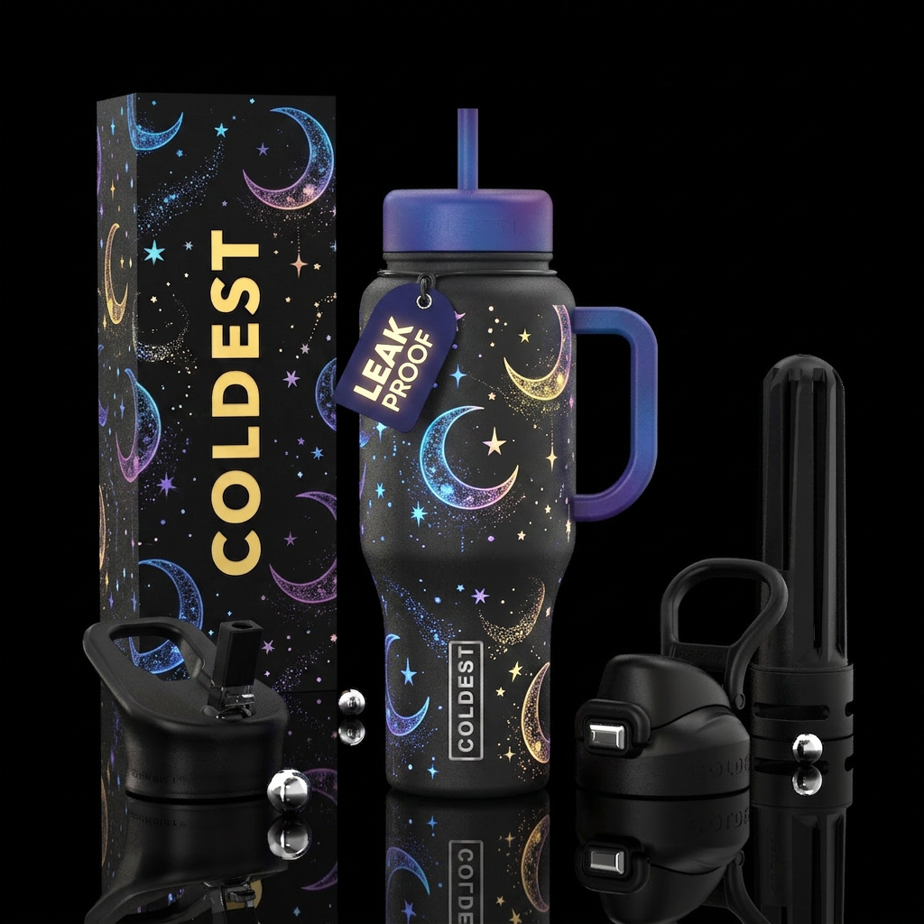 Glowie moon and stars water bottle design