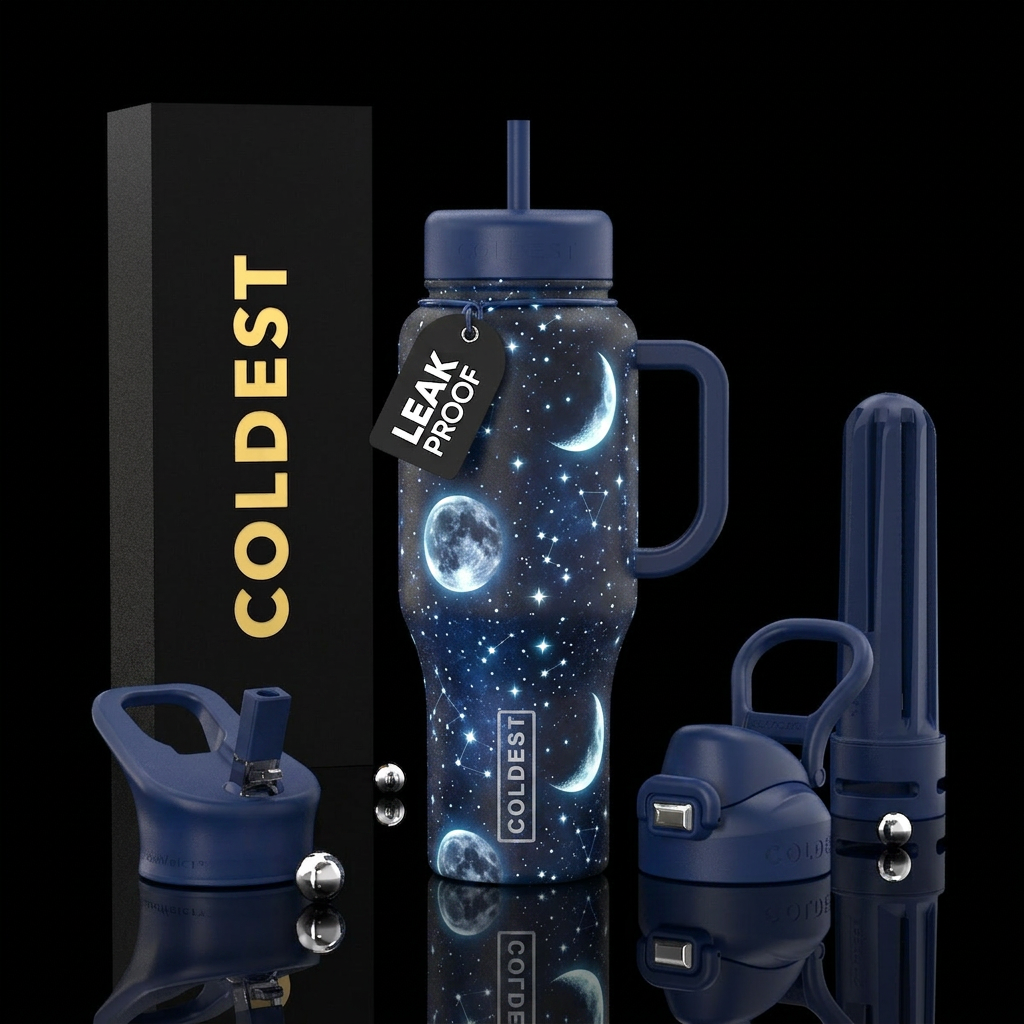Glowie moon and stars water bottle design
