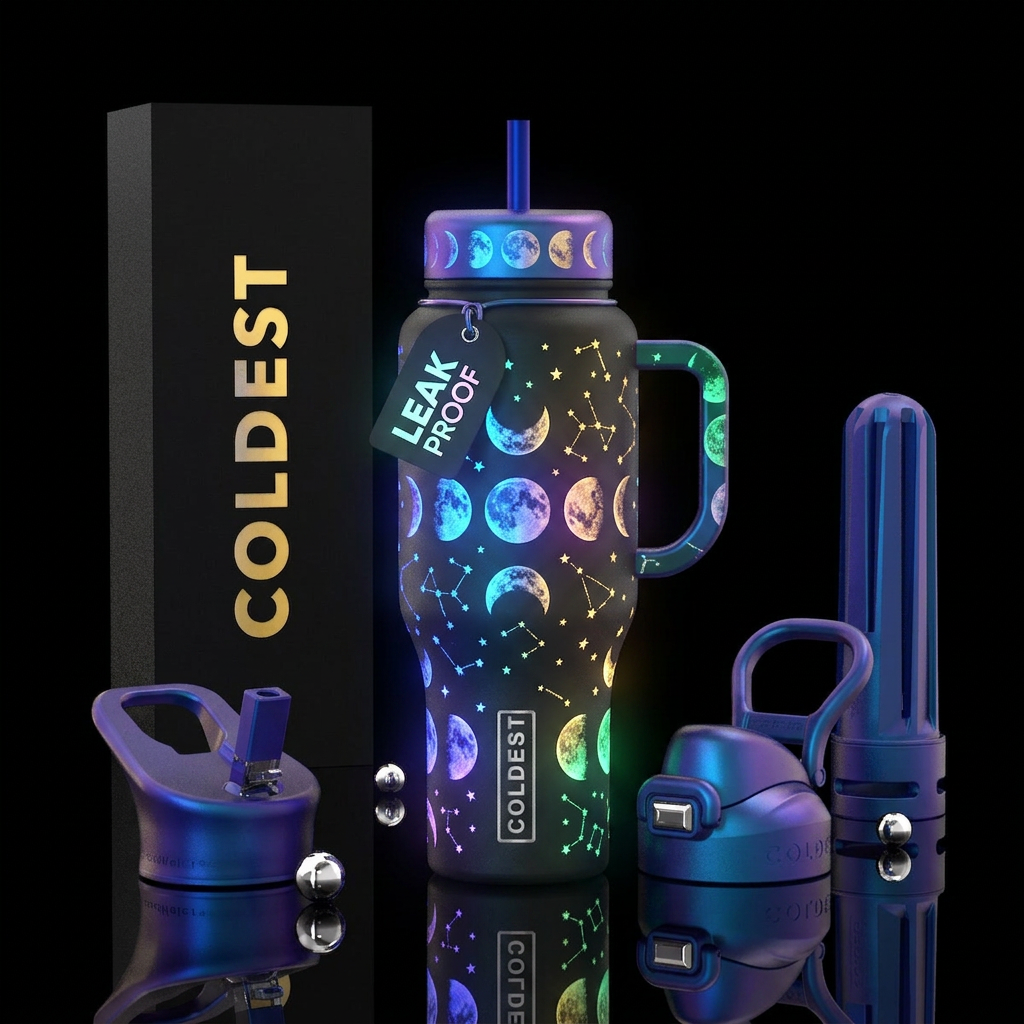 Glowie moon and stars water bottle design