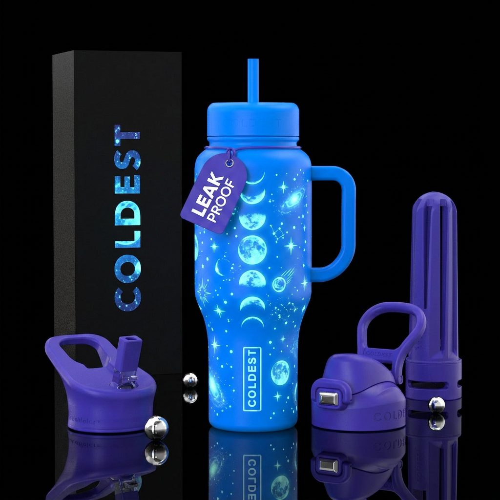 Glowie moon and stars water bottle design
