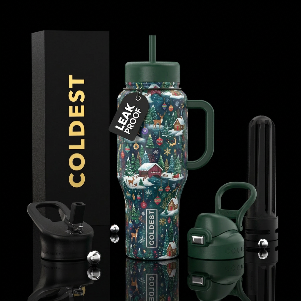Christmas winter wonderland water bottle design