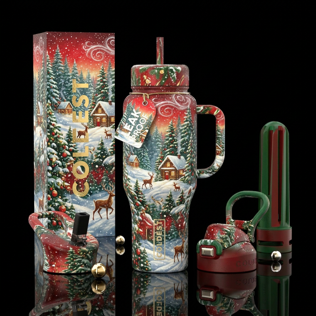 Christmas winter wonderland water bottle design