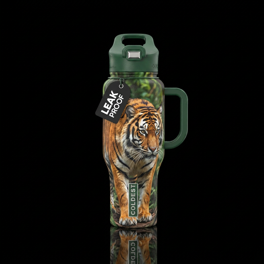 tiger,  on the hunt water bottle design