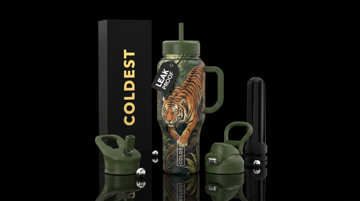 tiger,  on the hunt water bottle design