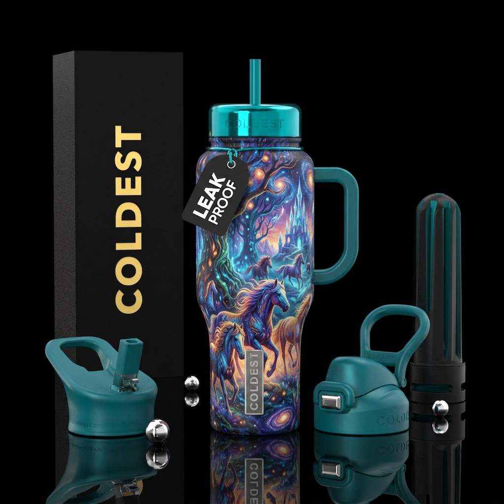 fairy tale, wild horse water bottle design