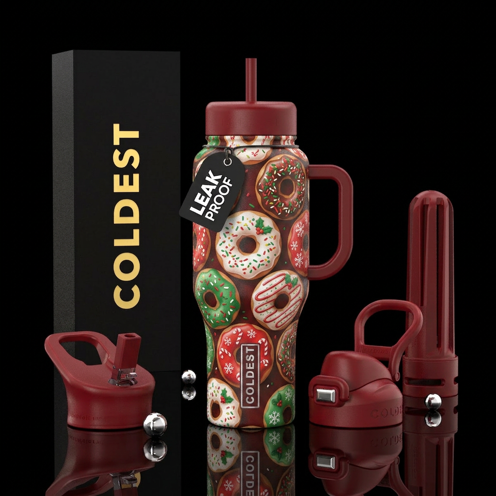 donut, christmas water bottle design