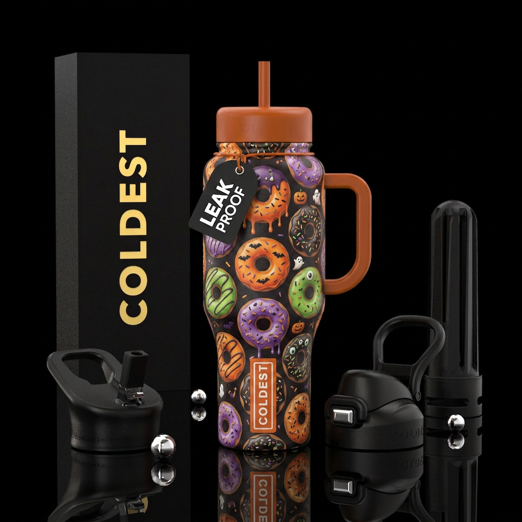 donut, halloween water bottle design